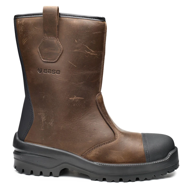BASE Protection B0745 Elk Platinum Safety Boot S3 HRO HI CI SRC Leather SlimCap Antibacterial Lining Ballistic Midsole Rubber Outsole Heat Resistant Anti Fatigue Sole, Brown/Black, 10.5