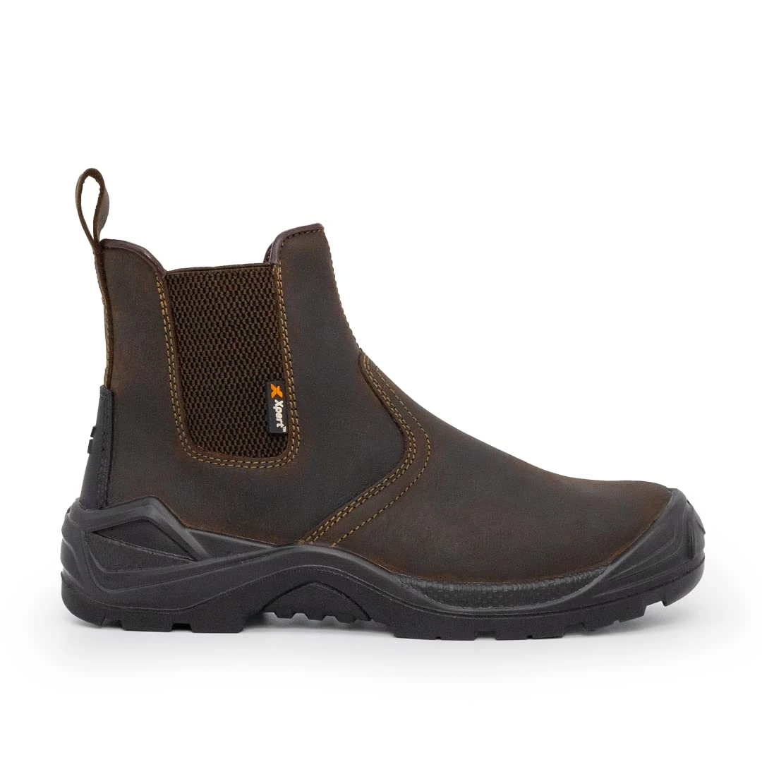 Xpert - Defiant S3 Safety Dealer Boots. Pull On Chelsea Steel Toe Cap Shoes, Comfortable And Water Resistant Work Boots For Men With Midsole Design For Safety and Ankle Support (UK 9)