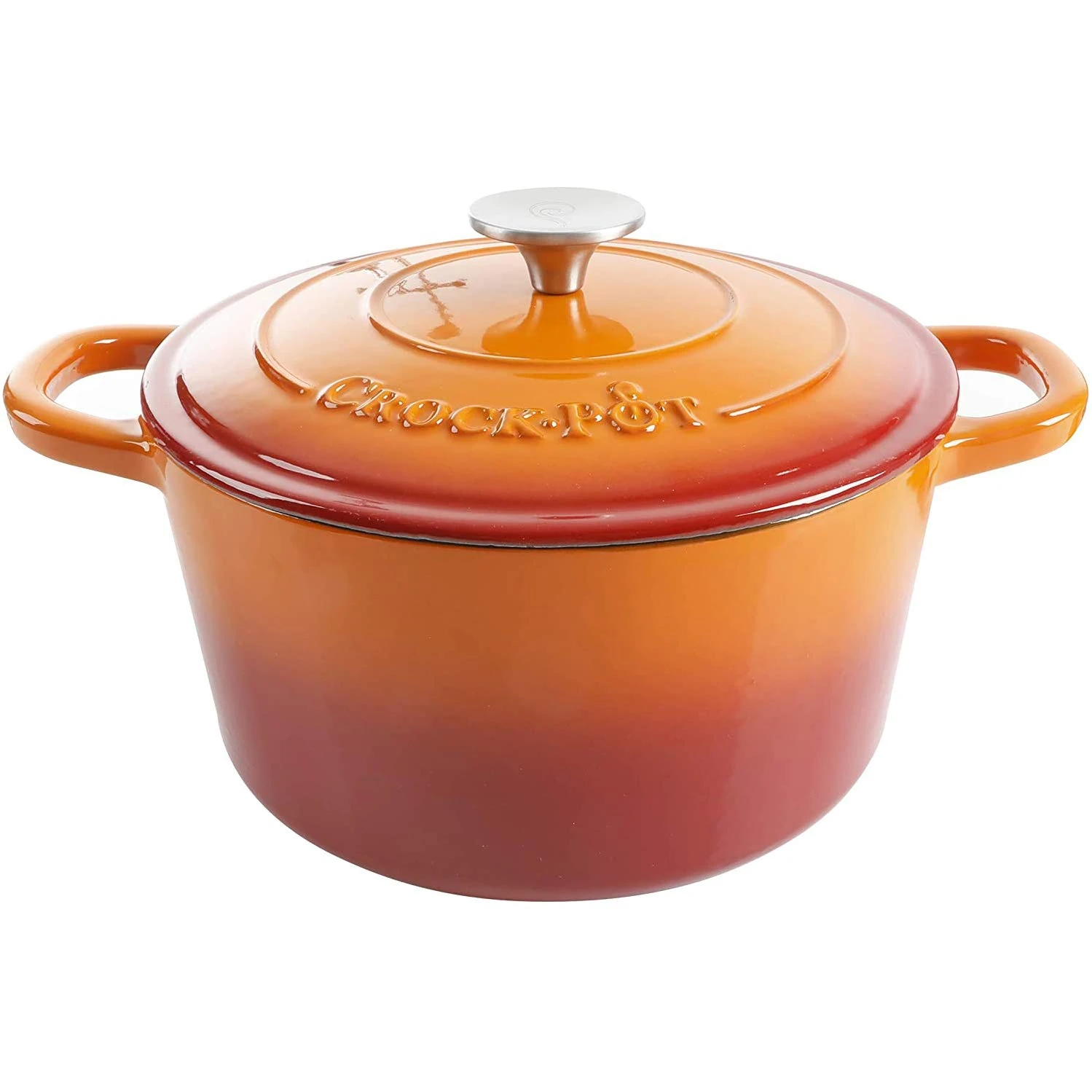 Crock-Pot Artisan Round Enameled Cast Iron Dutch Oven, 5-Quart, Sunset Orange