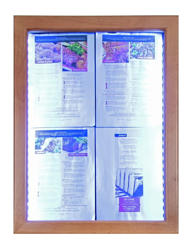 Securit LED Classic Glass Information Display, 4xA4 (A2), 53x70x6cm, Teak Frame (MCS-4A4-WLTE)