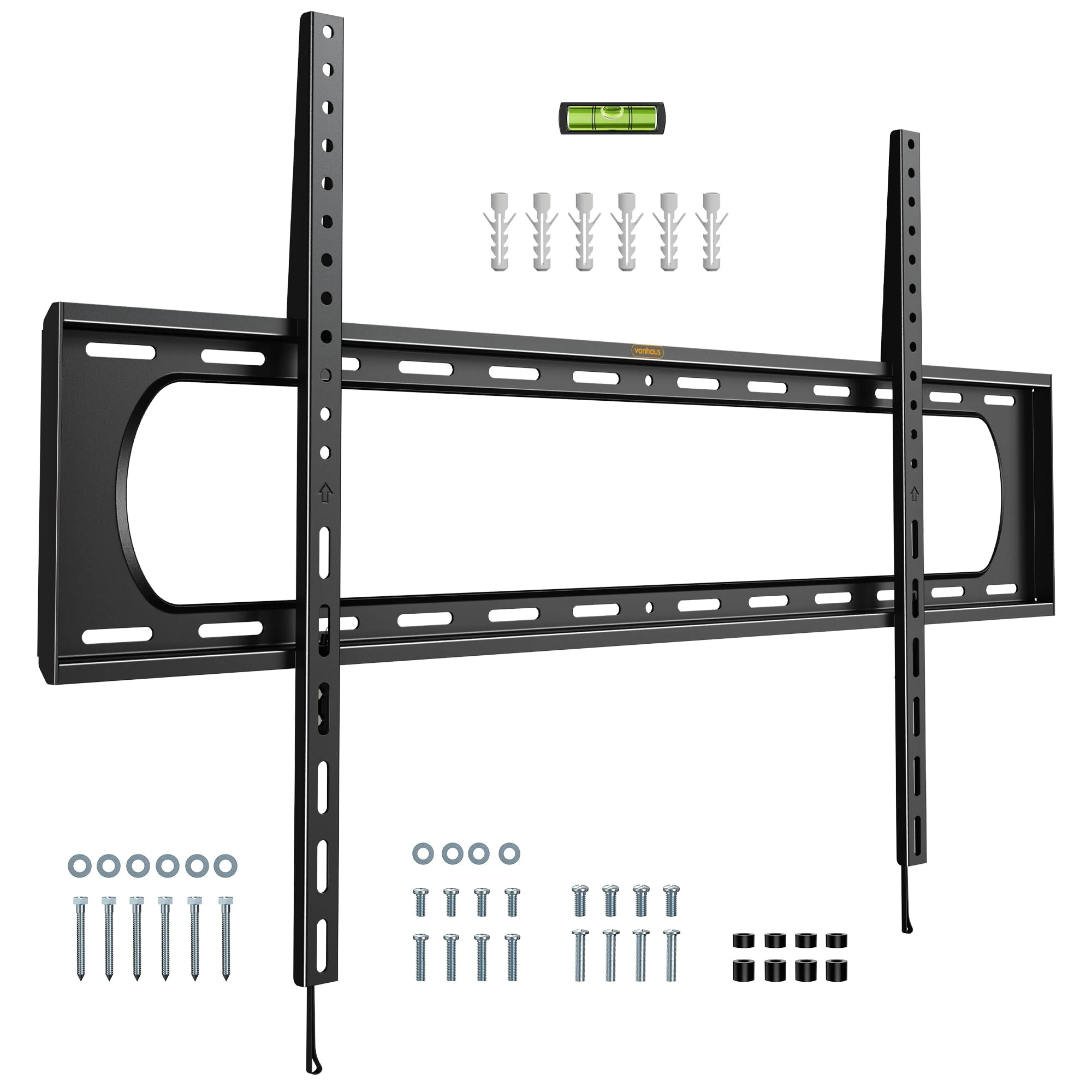VonHaus TV Wall Bracket for 60-120" Screens, Ultra-Slim TV Bracket with Spirit Level, Flat to Wall Mount, 120kg Capacity, Max VESA: 900x600mm