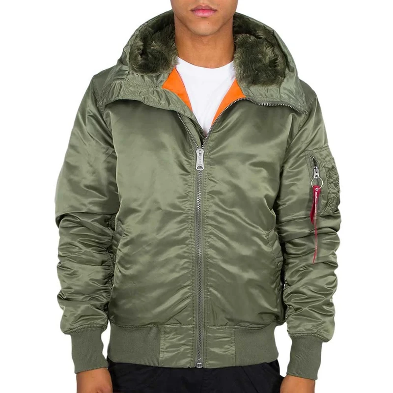 Alpha Industries Men's MA-1 Hooded Bomber Jacket, Sage-Green, XXL