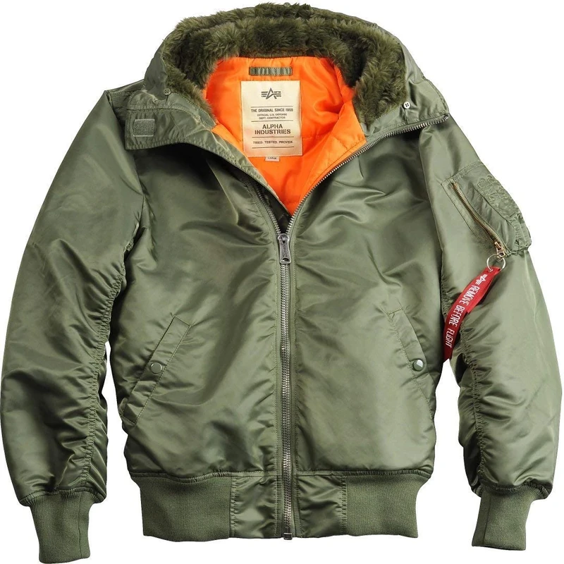Alpha Industries MA-1 Hooded Bomber Jacket for Men Sage-Green