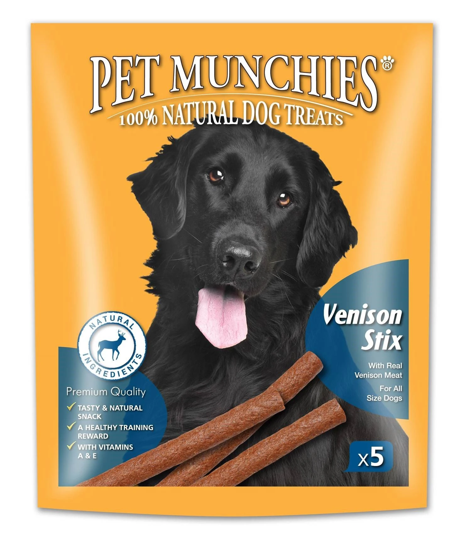 Pet Munchies Venison Stix Dog Treats, Healthy Training Treats with Natural Ingredients 50g (5 Chews)