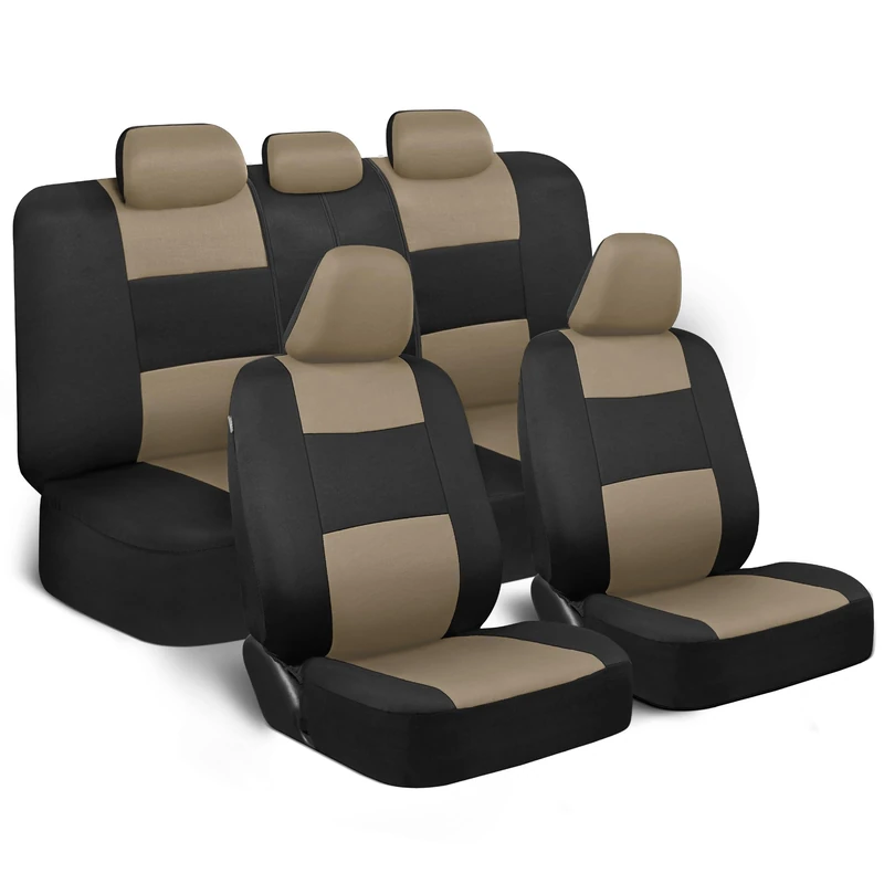 BDK OS309 PolyPro Car Seat Covers - Beige on Black Full Set