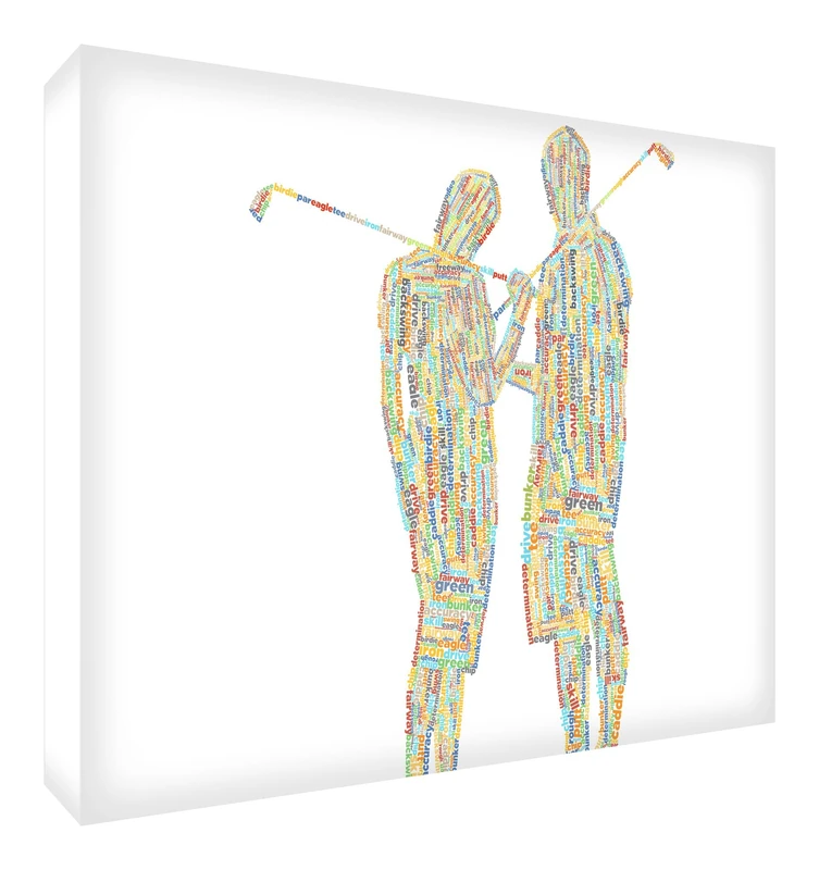 Feel Good Art Gallery Wrapped Box Canvas in Typographic Golf Couple Design (90 x 60 x 4 cm, X- Large, Multi-Coloured)