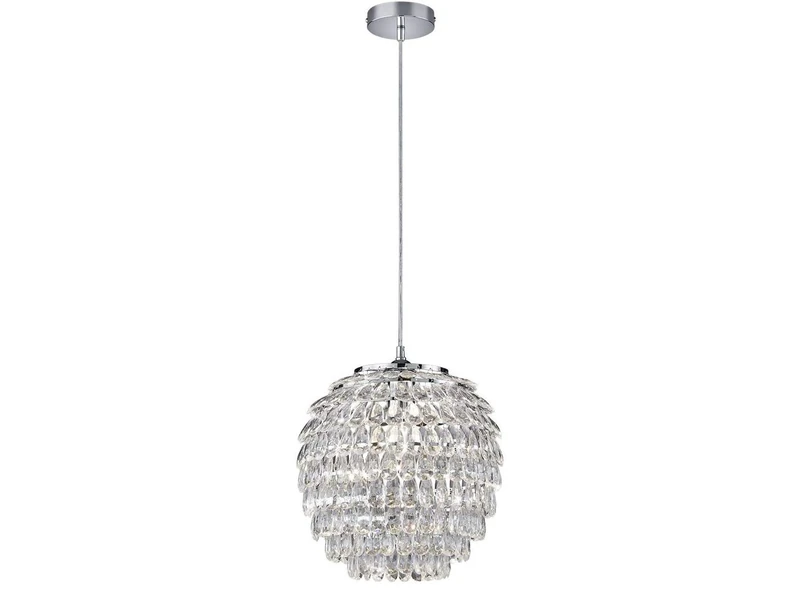 Reality Leuchten R30451906 Petty A++ to E Pendant Light, Acrylic, E27, Chrome, 35 x 35 x 160 cm