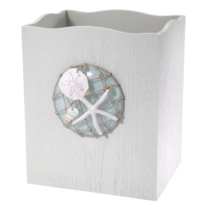 Avanti Linens - Waste Basket, Decorative Trash Can, Beach Inspired Bathroom Accessories (Seaglass Collection)