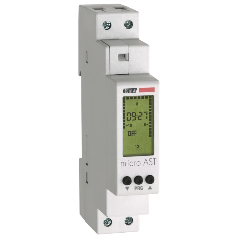 VEMER VE762300 model MICRO AST Astronomical twilight switch. DIN rail mounting, 230Vac. Color grey