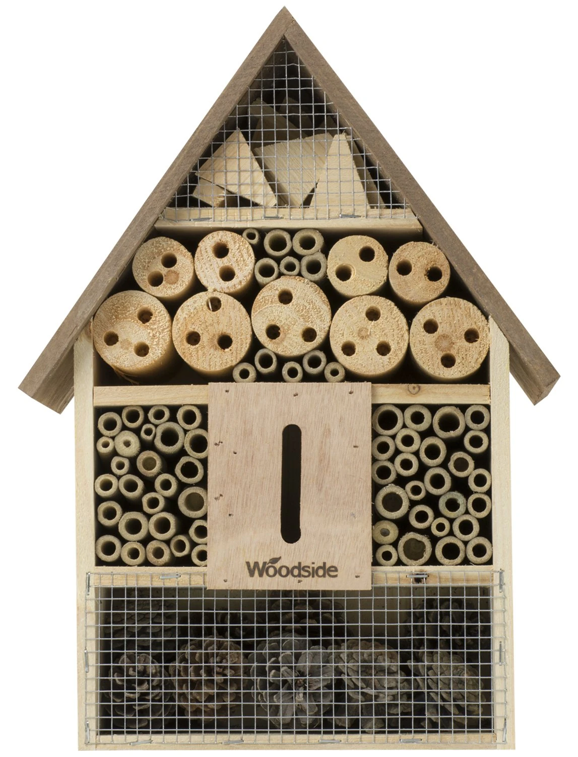 Woodside Wooden Insect & Bee House Natural Wood Bug Hotel Shelter Garden Nest Box