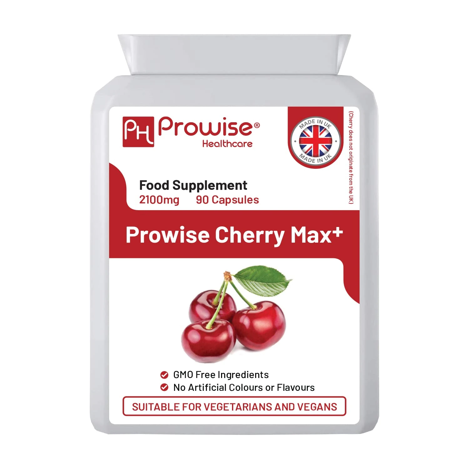 Montmorency Cherry Capsules 2100mg - 90 Vegan Supplements I Prowise CherryMax with 1500MG Montmorency Cherry & 600MG Black Cherry I Tart Cherry Capsules I Made in The UK by Prowise Healthcare