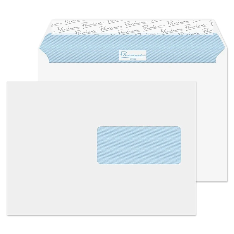 Blake Envelopes Premium Office 34236FR Briefumschläge Haftklebung Französische Fenster Ultra Weiß Wove C5 162 x 229 mm - 120g/m² | 500 Stück