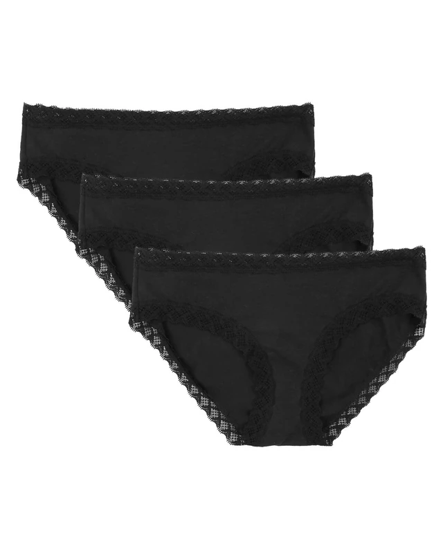 Natori Women's Bliss Girl Brief 3 Pack 156058MP Black/Black/Black Women's Medium / 10-12