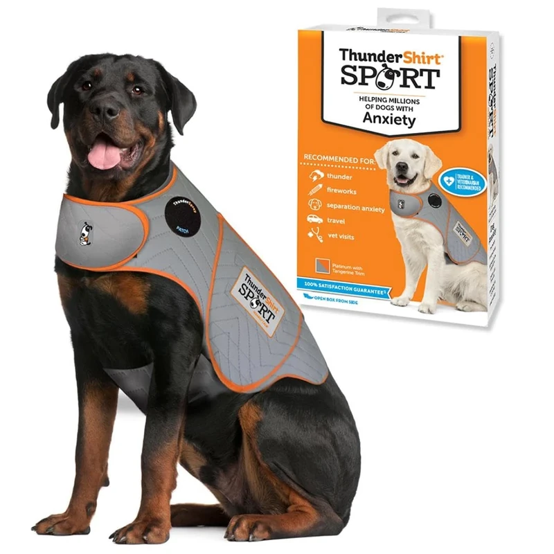 Thundershirt Sport Dog Anxiety Jacket | Vet Recommended Calming Solution Vest for Fireworks, Thunder, Travel, Separation | Platinum, XX-Large