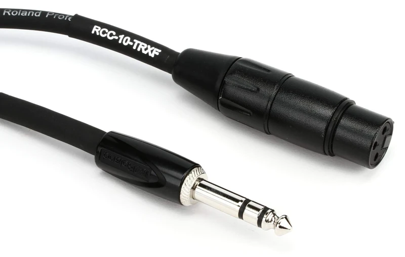 Roland 10ft Interconnect Cable, 1/4" TRS-XLR(Female), Black series (RCC-10-TRXF)