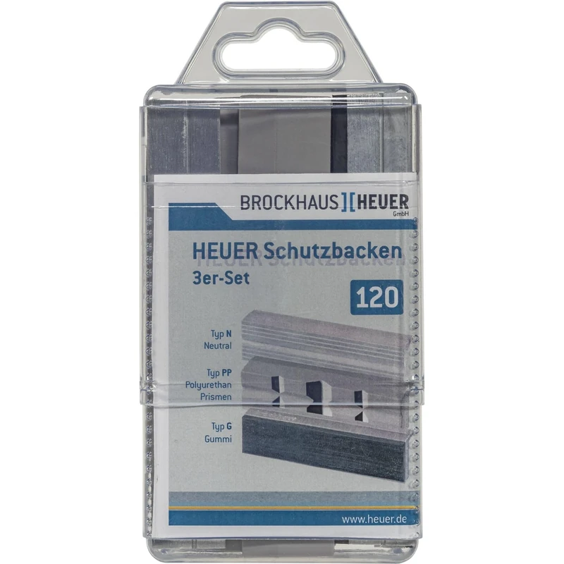 Heuer 115122 Vice Jaws, Protective Jaws Set of 3 (Right-Angled Plan-Parallel Integrated Special Magnets; Jaws for Vice 120 mm; Contents: Type G, PP, N), Right Angle.
