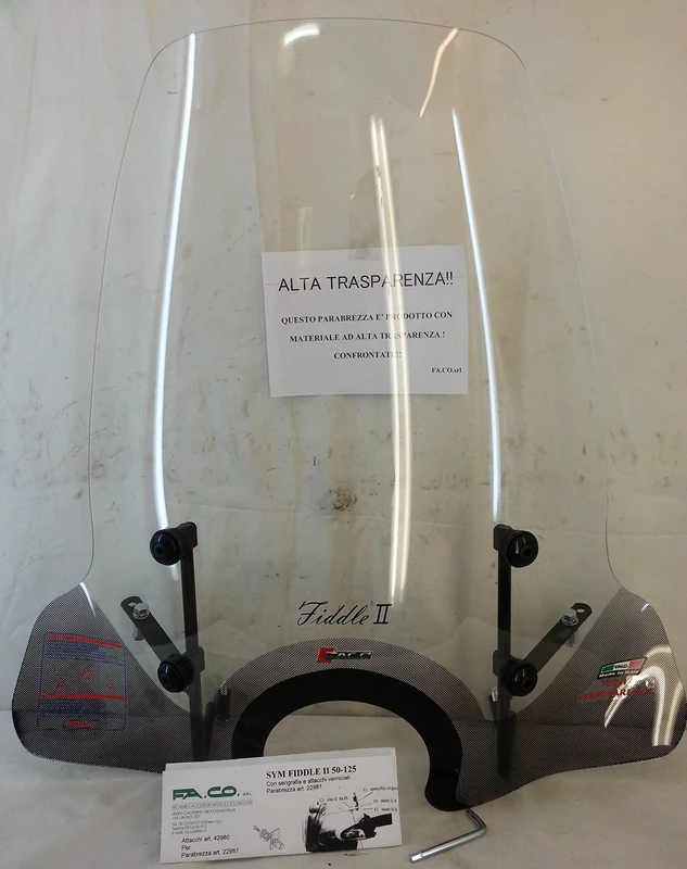 FACO 22981 WINDSCREEN WITH BRACKETS FIT FOR SYM FIDDLE II 125 2009 2014