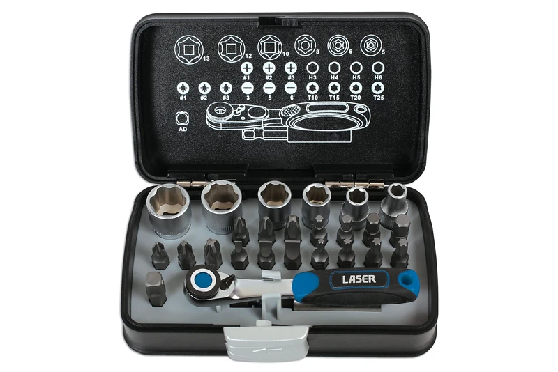Laser 6555 Socket and Bit Set 1/4"D 26pc