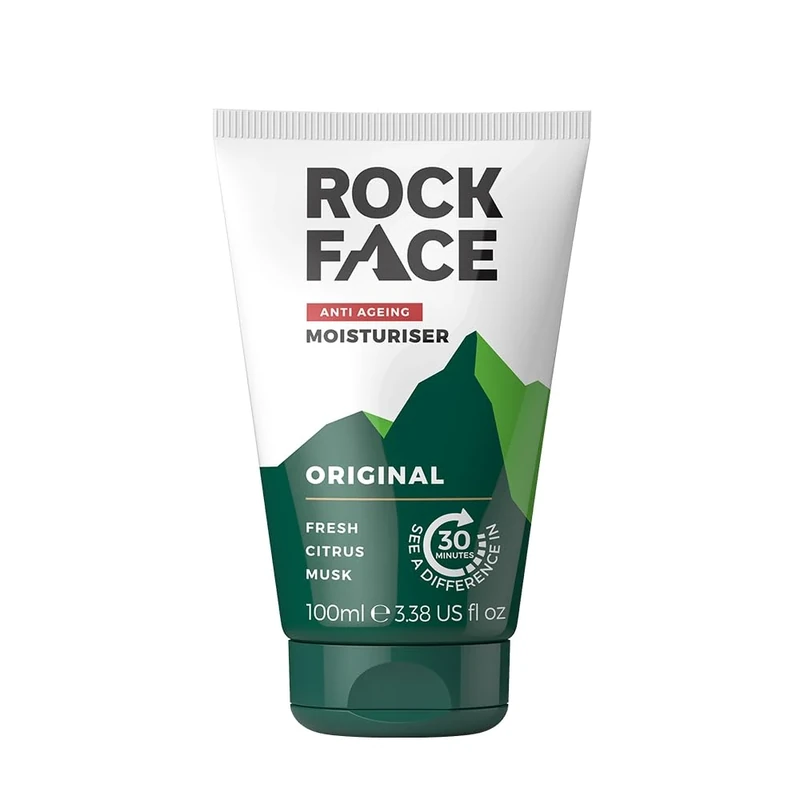 Rock Face Mens Moisturiser - Anti Ageing, Fast Absorbing Face Cream, 100ml, Combats Signs of Ageing, Fresh Citrus Scent
