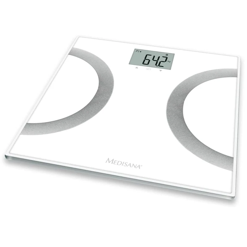 medisana BS 445 connect, digital body analysis scale 180 kg / 396 lbs personal scale for measuring body fat, body water, muscle mass and bone weight, body fat scale with body analysis app