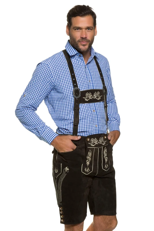 JP 1880 Men's Big & Tall Authentic Real Leather Lederhosen Brown 62 705528 30-62