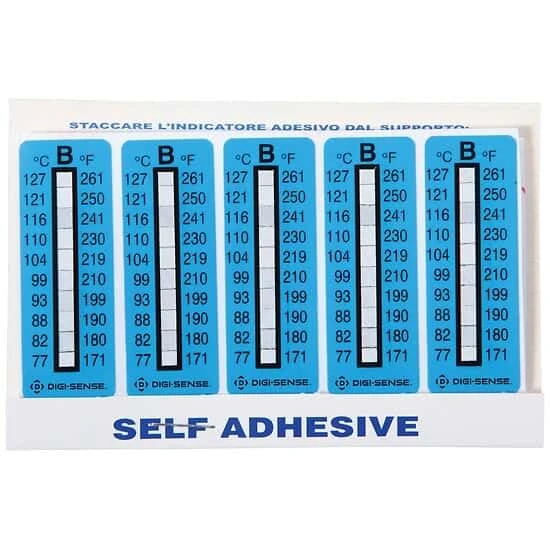 Digi-Sense AO-09035-06 Irreversible 10 Point Vertical Temperature Label, 171-261°F/77-127°C; 10/Pk