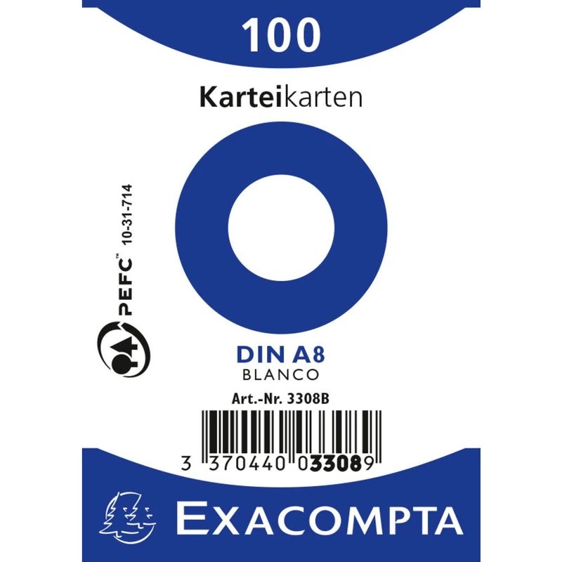 Exacompta 48 Packs 100 Index Cards Plain in Film 55 x 74 mm White