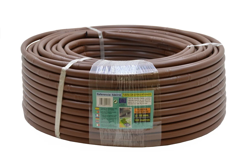 S&M 544316 Flexible Irrigation Hose with Integrated Drippers 16 mm 0.35 m x 100 m, Brown