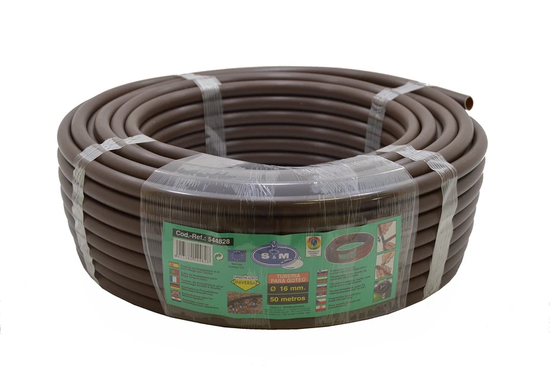 S&M 544828 – Drip Pipe, 16 mm x 50 m, Brown - Image 1