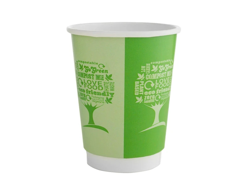 Vegware Green Tree Double Walled Hot Drinks Cups 12oz / 340ml Case of 500