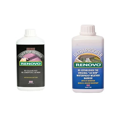 Renovo Bundle includes Soft Top Reviver 1000 ml and Soft Top Ultra Proofer 500 ml , Brown