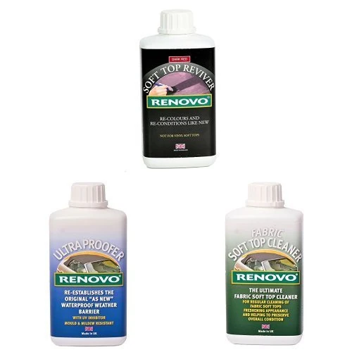Renovo Bundle includes Soft Top Reviver 500 ml, Soft Top Ultra Proofer 500 ml and Soft Top Canvas Cleaner 500, Dark Red - Image 1