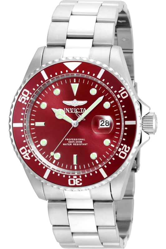 Invicta Pro Diver 22048 Men's Watch - Waterproof - Analogue - Quartz Movement - stainless steel with Red dial - 43mm