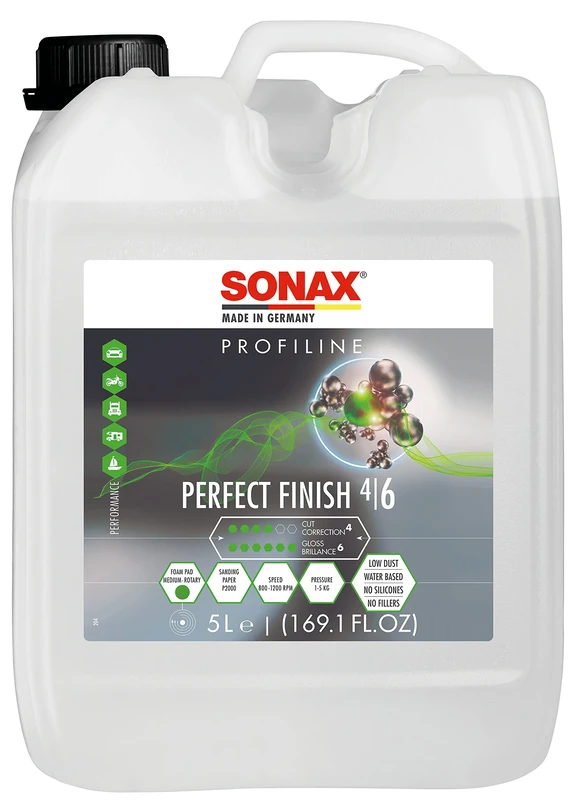 SONAX PROFILINE Perfectfinish (5 Litre) - High Gloss Polish for Slightly Scratched or Pre-polished Paintwork. Produces Hologram-free Finishes | Item No. 02245000