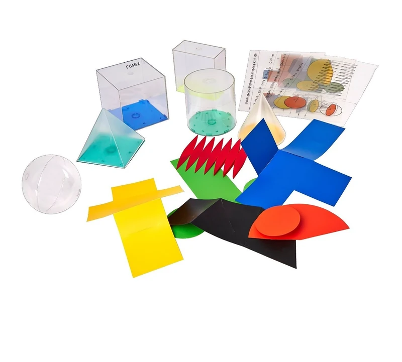 WISSNER 039615.000 Active Learning Set of 6 Geo-Shapes with net, Sections and Overhead Formulas, RE, Plastic Box