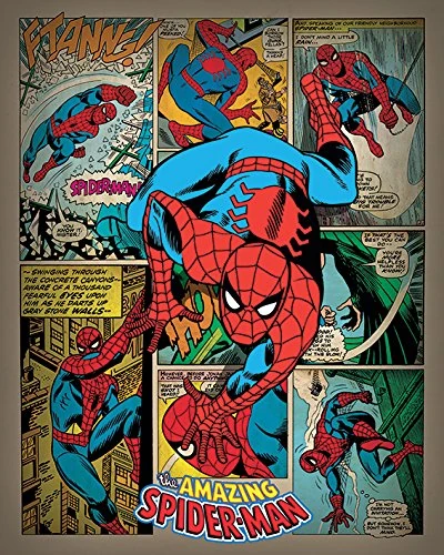 Spider-Man "Spiderman Retro" Canvas Print, Cotton, Multi-Colour, 3.20 x 40.00 x 50.00 cm