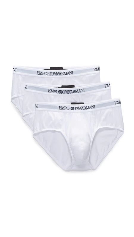 Emporio Armani Men's Cotton Briefs, 3-Pack, White, Large