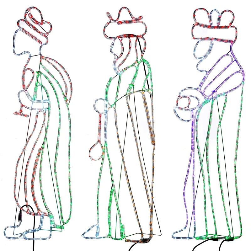 WeRChristmas Pre-Lit Three Wise Men Rope Light Silhouette, 156 cm - Large, Multi-Colour