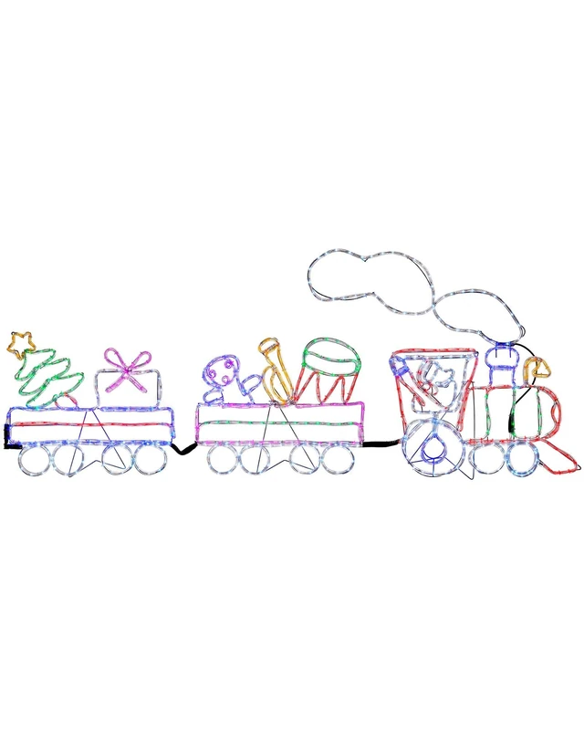 WeRChristmas Pre-Lit LED Train with Flashing Smoke and Wheels Rope Light Silhouette, 230 cm - Large