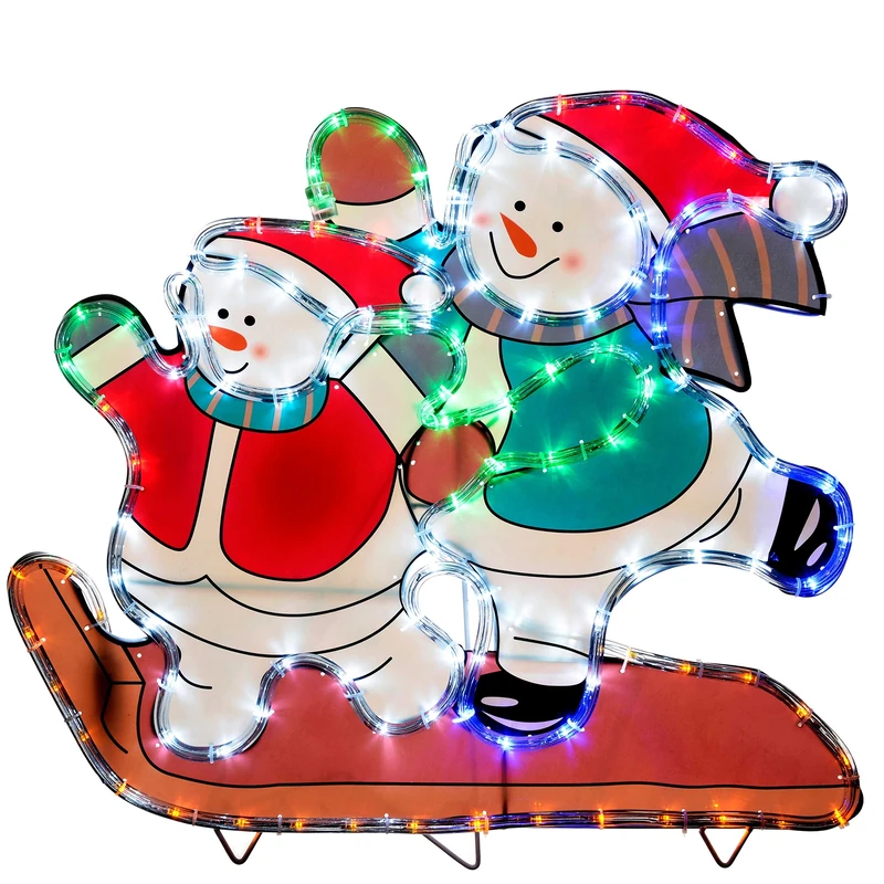 WeRChristmas Skating Snowmen Rope Light Silhouette, 52 cm - Multi-Colour