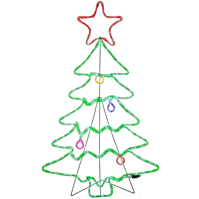 WeRChristmas Pre-Lit Christmas Tree Rope Light Silhouette, 114 cm - Large, Multi-Colour