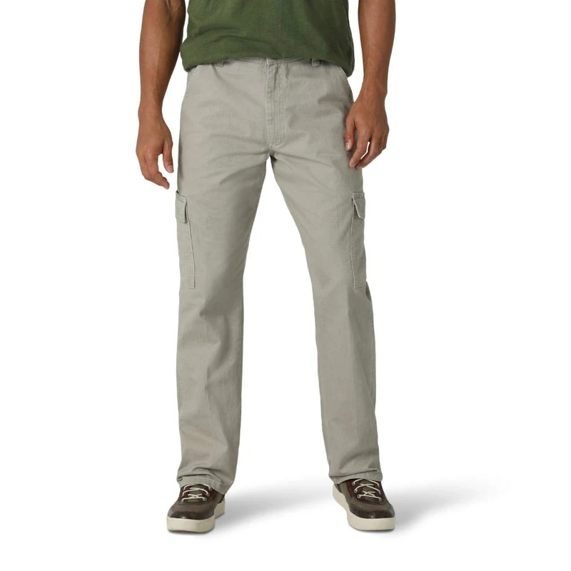 Wrangler Authentics Men's Twill Relaxed Fit Cargo Pant, Khaki Dust, 35W x 34L