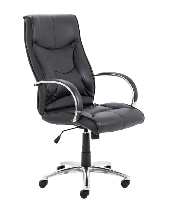 Office Hippo Executive Office Chair with Padded Arms, Leather Faced, Black