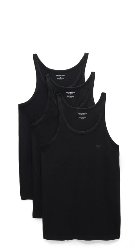 Emporio Armani Men's 3-Pack Tank Top Regular Fit, Black, S - Image 1