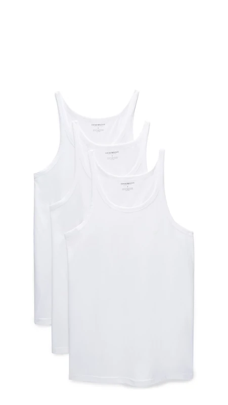 Emporio Armani Men's 3-Pack Tank Top Regular Fit Undershirt, White, Medium (Pack of 3)