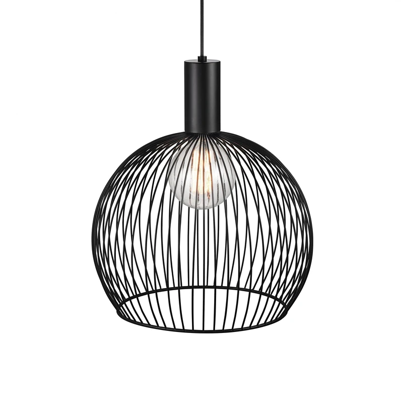 Nordlux Aver Indoor Pendant Light Black Metal E27 Chrome Socket - Kitchen, Bedroom, Living Room Mains Powered, IP20 - Image 1