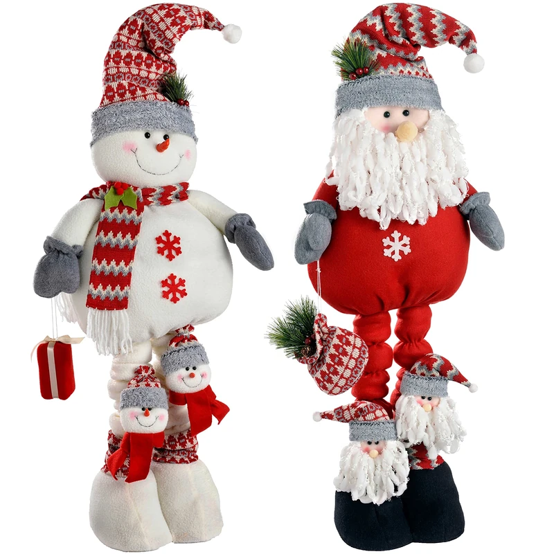 WeRChristmas Extendable Free Standing Santa and Snowman, 99 cm - Multi-Colour, Set of 2