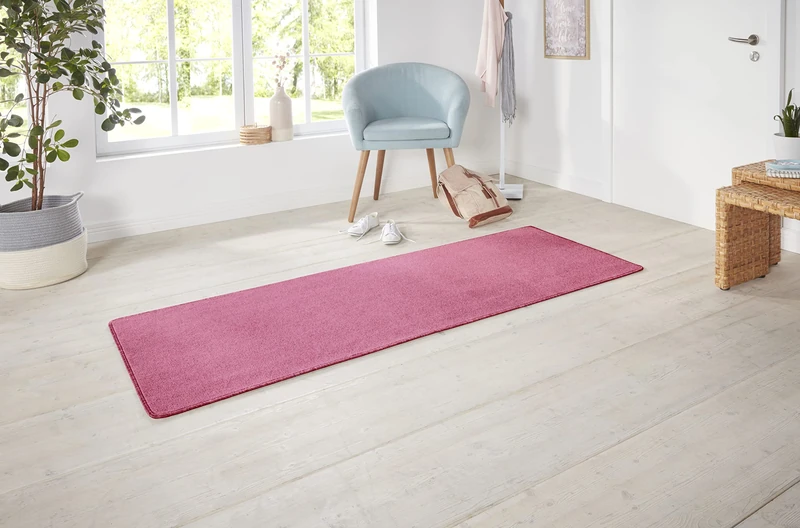 Hanse Home Nasty Runner - Fluffy Short Pile Rug Plain Colours for Dining Room, Living Room, Children's Room, Hallway, Bedroom, Kitchen - Plain Pink, 80 x 300 cm