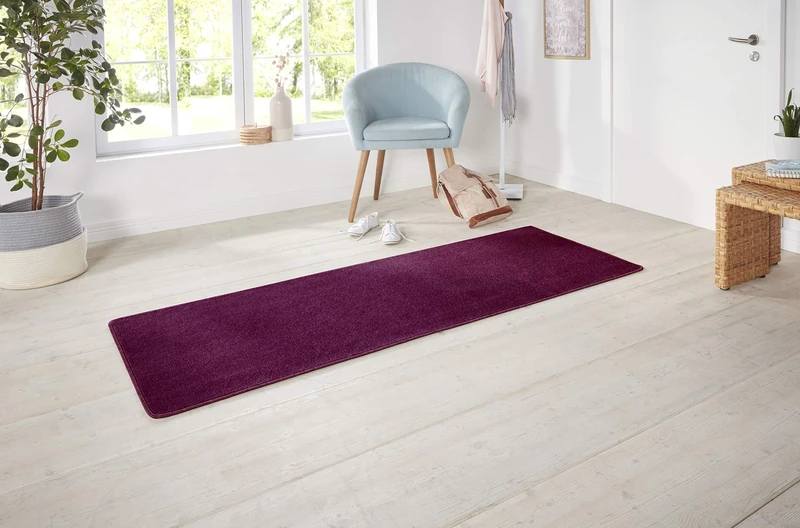 Hanse Home Nasty Runner-Fluffy Short Pile Rug Colours for Dining, Living, Children's Room, Hallway, Bedroom, Kitchen-Plain Blackberry, 80 x 300 cm, Polypropylene