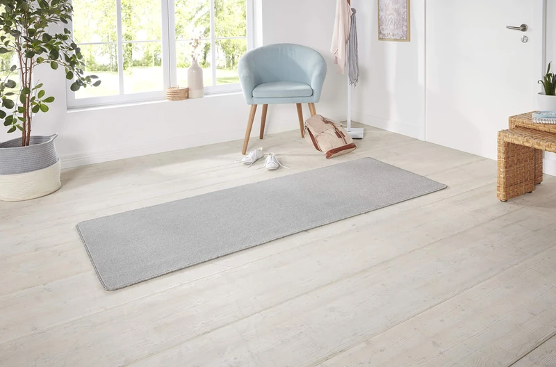 Hanse Home Nasty Runner - Fluffy Short Pile Rug Plain Colours for Dining Room, Living Room, Children's Room, Hallway, Bedroom, Kitchen - Plain Silver, 80 x 300 cm